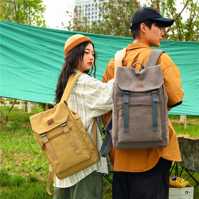 Travel Backpack Washed Canvas Casual Large-capacity Backpack
