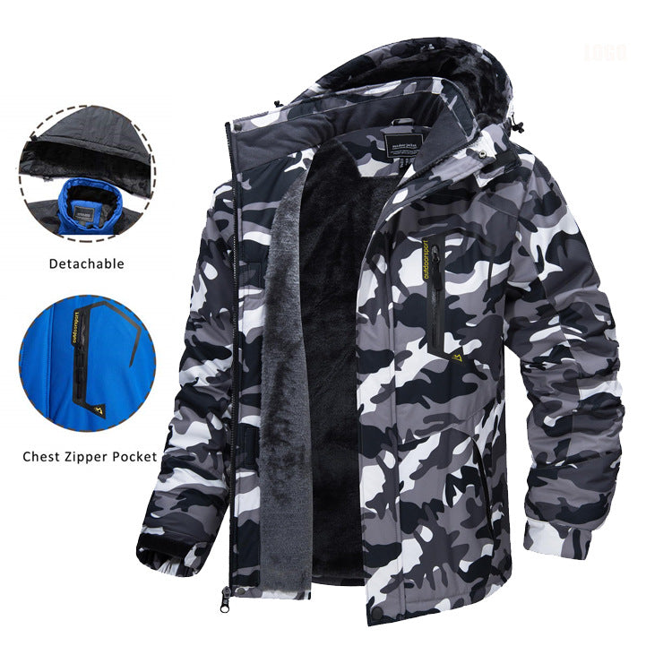 New Autumn And Winter Thickening Thermal And Windproof Waterproof Hooded Men's Jacket