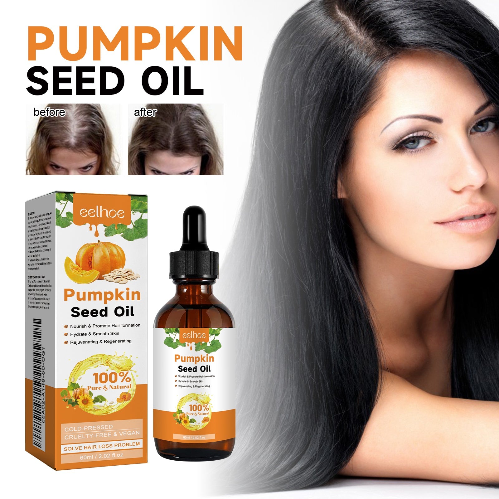 Pumpkin Seed Oil Moisturizes And Repair Hair Root, Firming Hair, Smoothing And Strengthening Hair Care Essential Oil