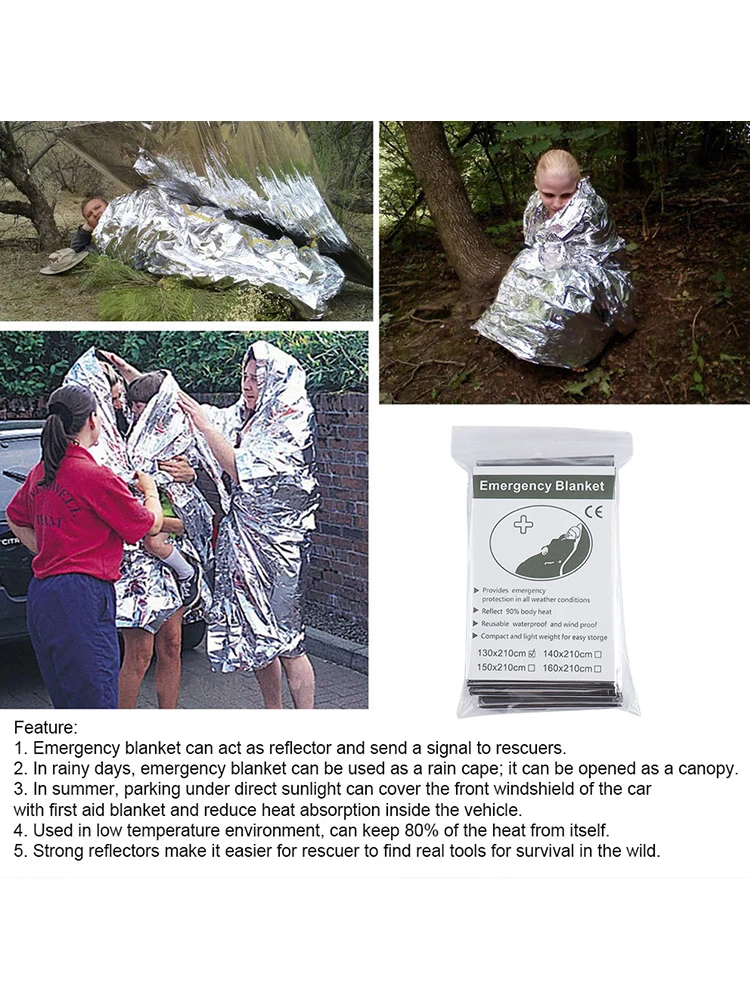 acil termal battaniye sıcak tutar gümüş folyo battaniye korumak için vücut ısı acil malzemeleri açık havada kamp