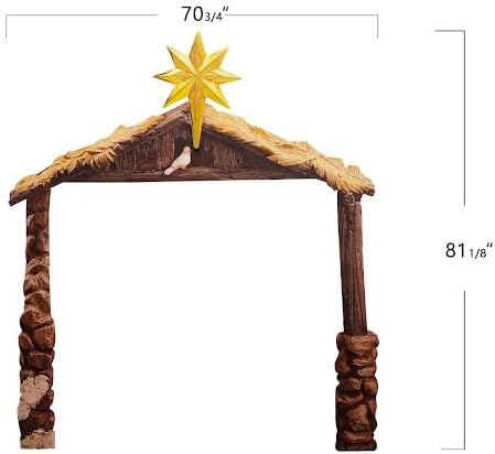 THREE KINGS GIFTS THE ORIGINAL GIFTS OF CHRISTMAS Holy Family and Angel Outdoor Nativity Bundled with Eighty One Inch Tall Stable