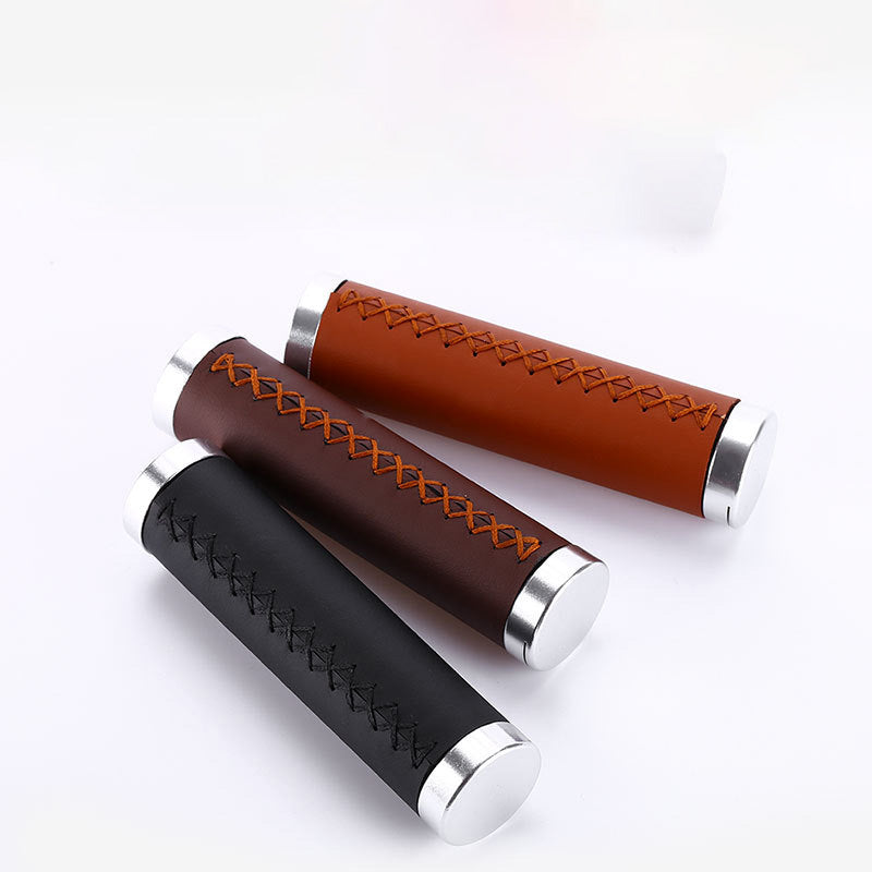 Mountain Bike Handlebar Sleeve Fiber Leather Surface Lock Shock-Absorbing Non-Slip Vice Handle Handlebar Grip Riding Accessories