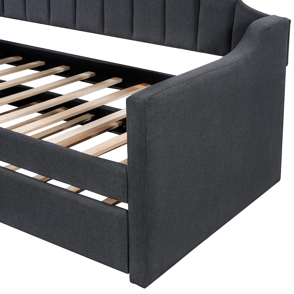 Upholstered Twin Daybed with Trundle Black