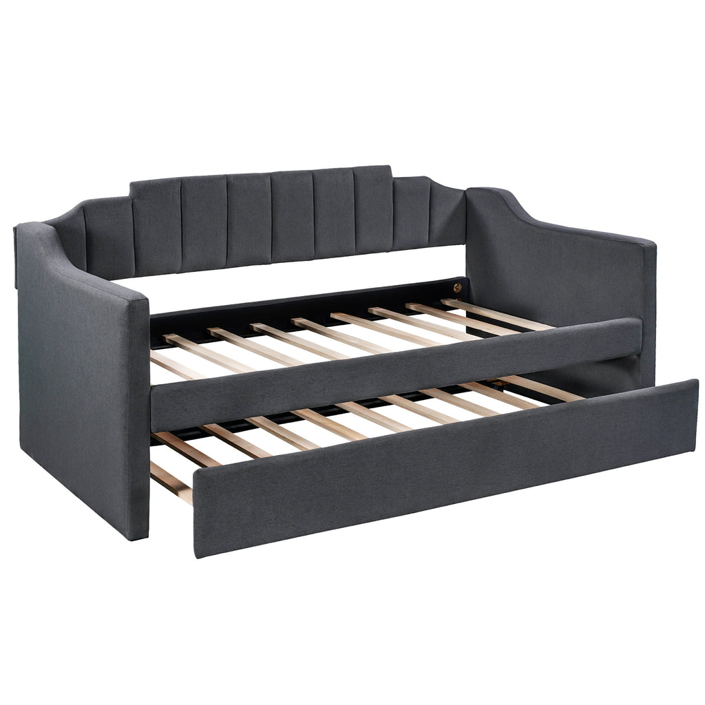 Upholstered Twin Daybed with Trundle Black