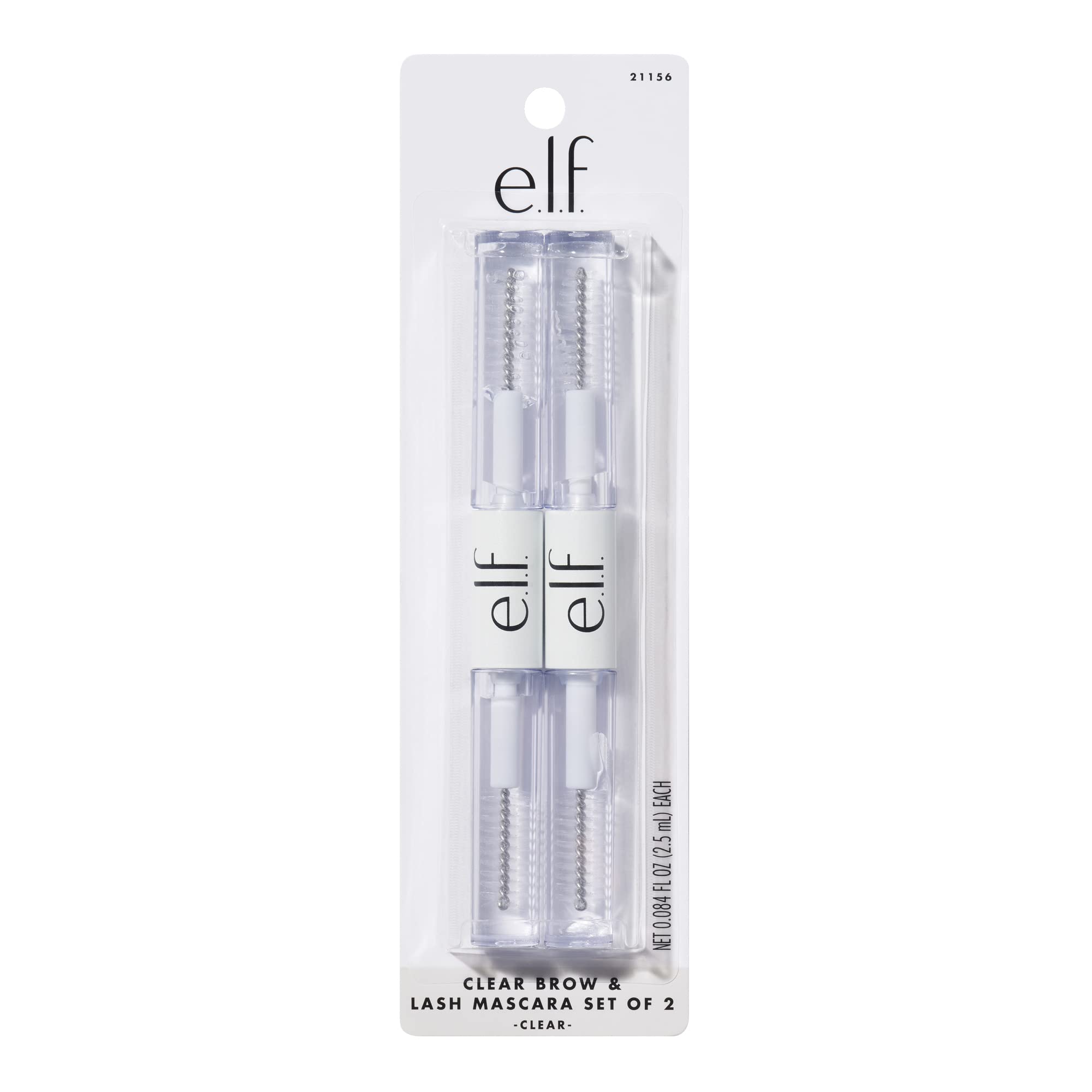 e.l.f. Clear Brow & Lash Mascara, Dual-Sided Brushable Clear Gel For Groomed Brows & Eyelashes, Long-Wear Conditioning Formula, Vegan & Cruelty-Free