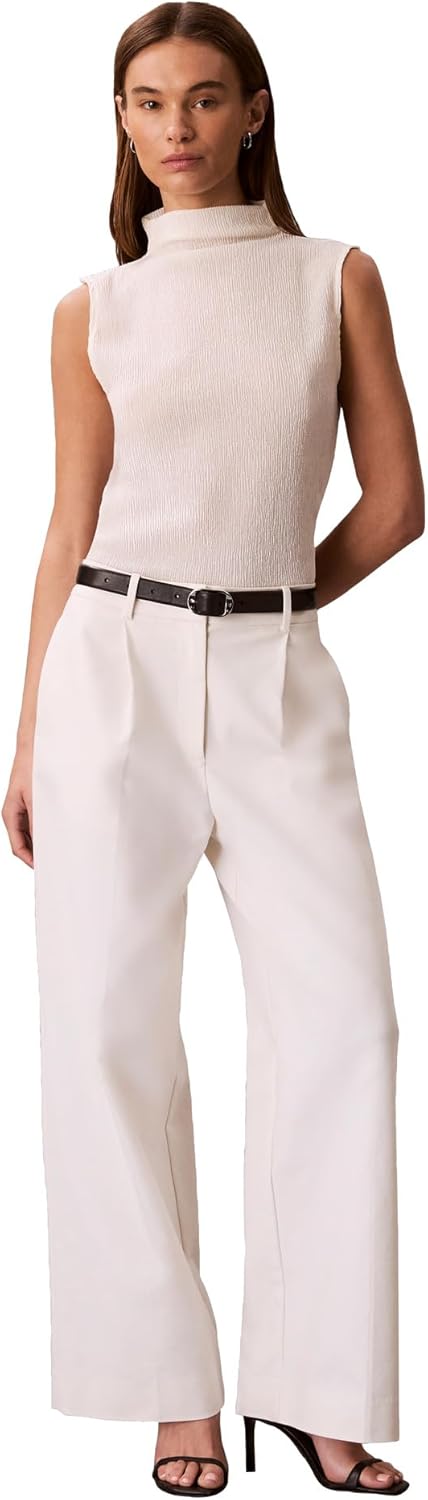 Calvin Klein Womens Textured Knit Mock Neck Top