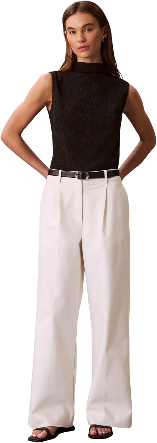 Calvin Klein Womens Textured Knit Mock Neck Top