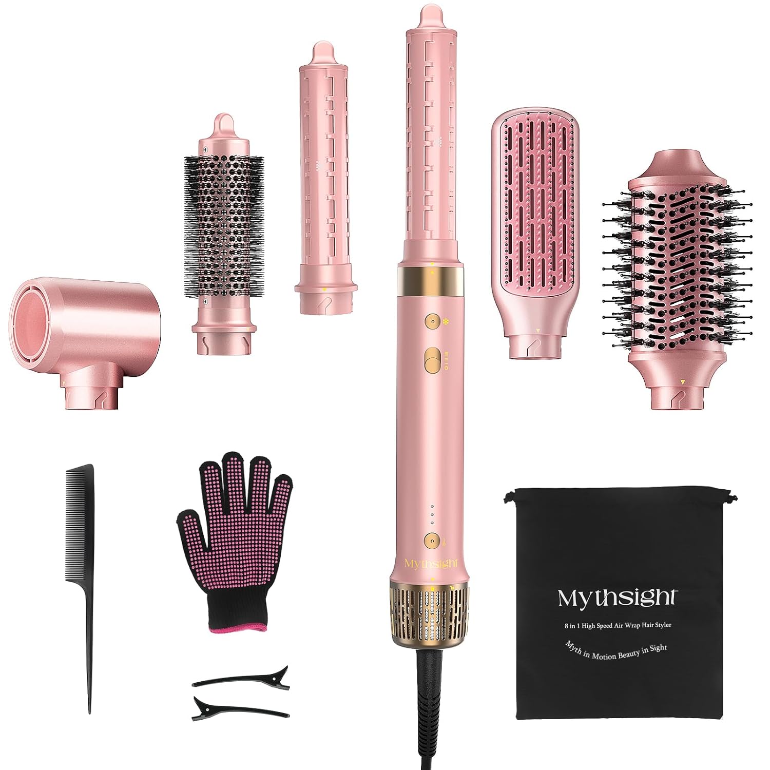 StyleVibe 6-in-1 Air Styler, Hair Dryer & Blow Dryer Brush with Auto Wrap Curl L/R, Fast Drying, Smooth Blowouts, Root-Lift Volume, No Heat Damage Frizz-Free Thermal Brush with Travel Bag