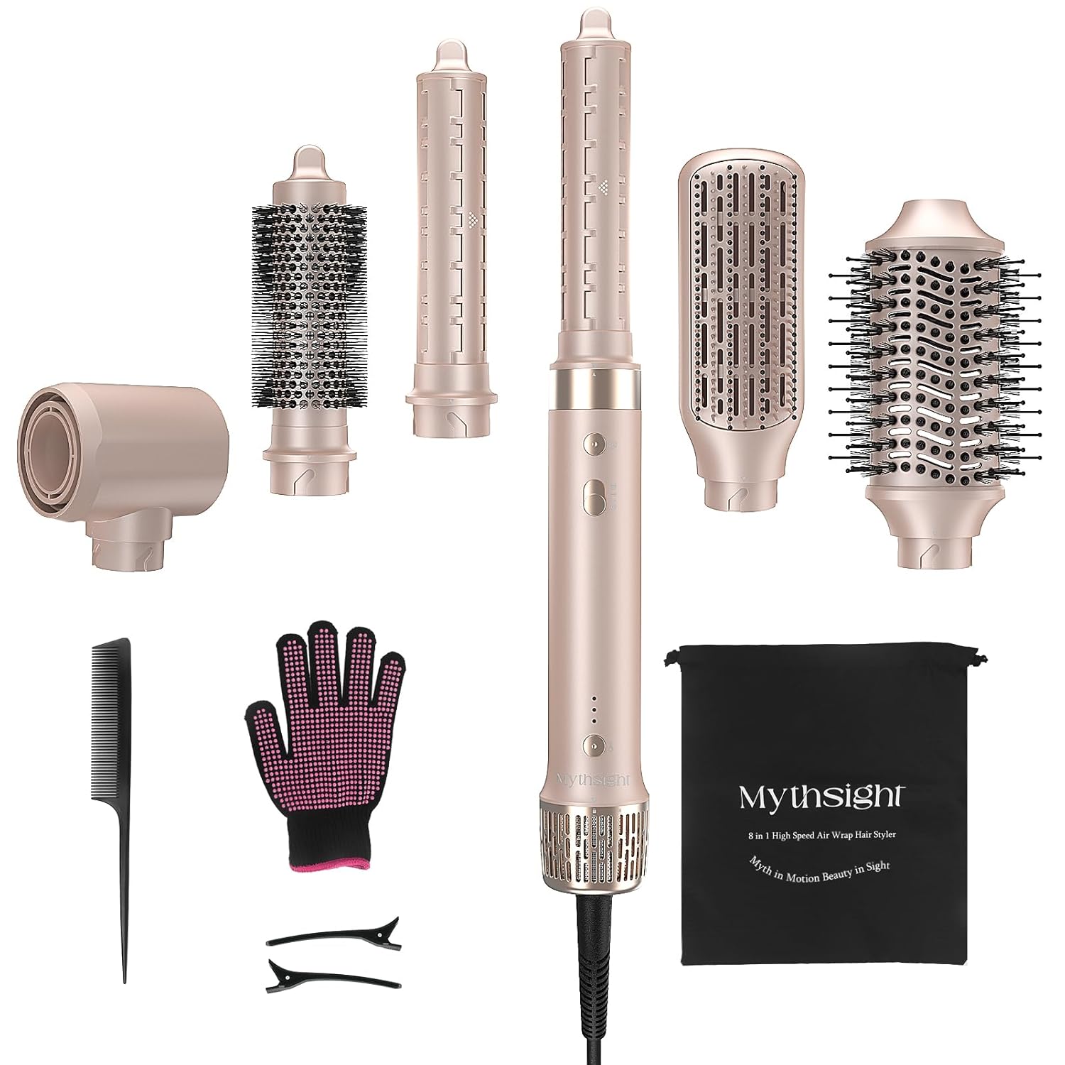 StyleVibe 6-in-1 Air Styler, Hair Dryer & Blow Dryer Brush with Auto Wrap Curl L/R, Fast Drying, Smooth Blowouts, Root-Lift Volume, No Heat Damage Frizz-Free Thermal Brush with Travel Bag