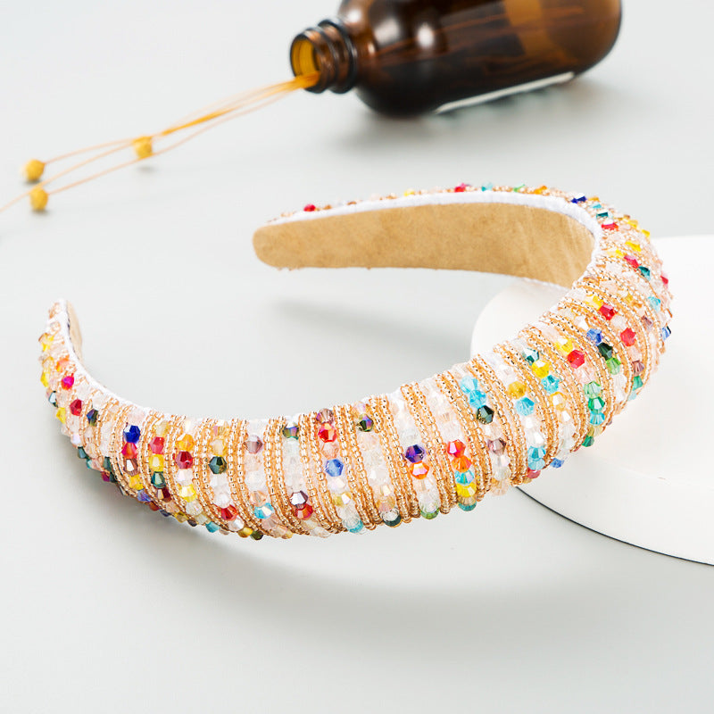Hair Hoop Hand-woven Beaded Head Hoop Female Baroque Sponge Hair Bundle Korean Face Wash Hair Accessories
