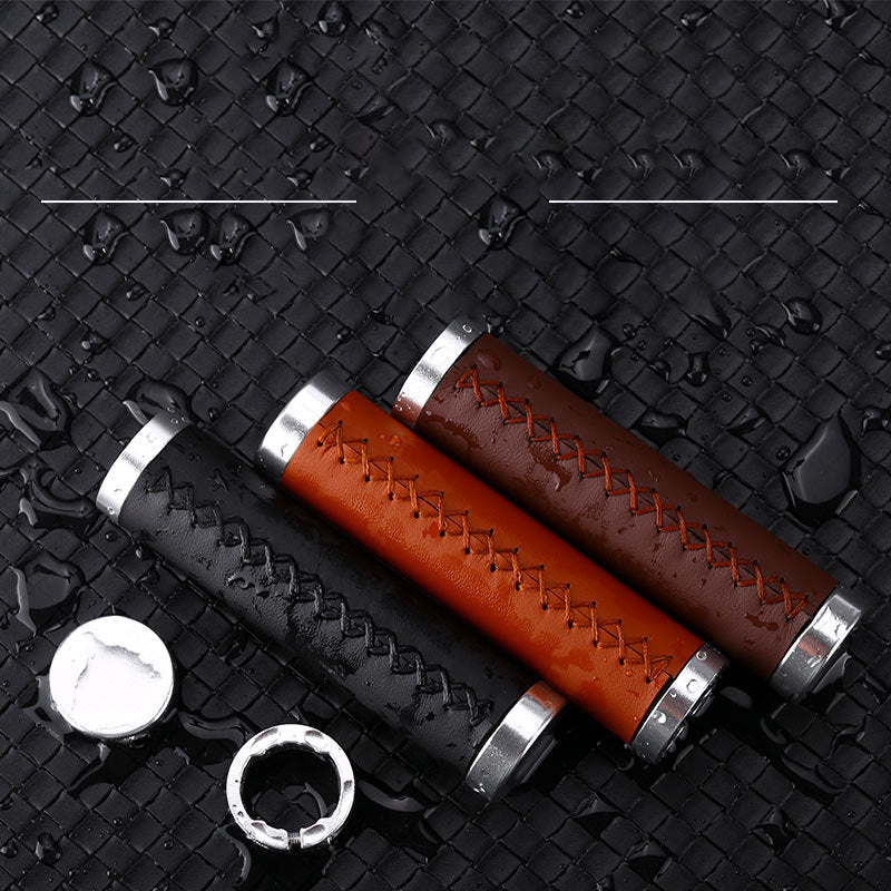 Mountain Bike Handlebar Sleeve Fiber Leather Surface Lock Shock-Absorbing Non-Slip Vice Handle Handlebar Grip Riding Accessories