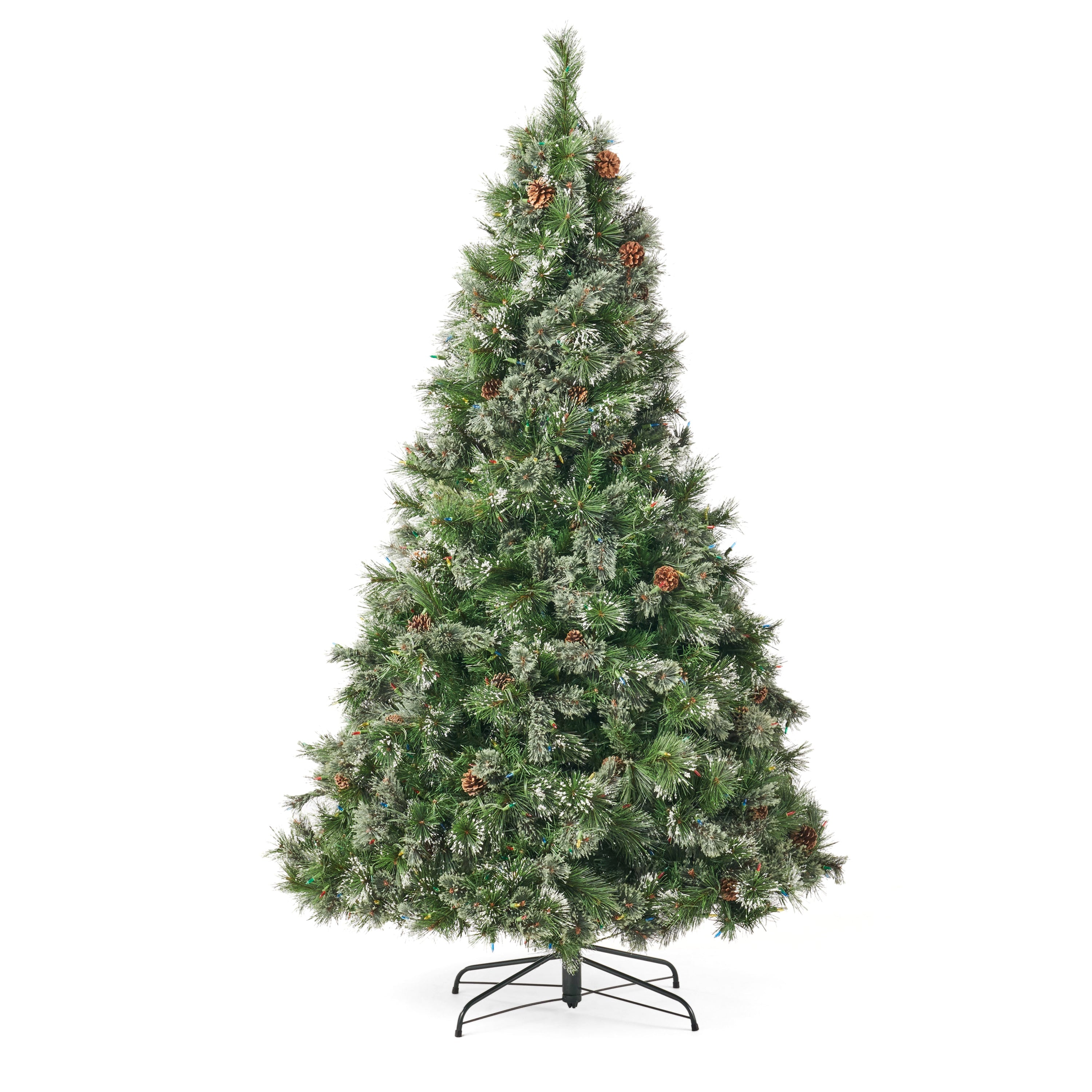 7' Cashmere and Snow Bristle Mixed Tree with 75Pine Cones and 900 LED Lights-UL,1233tips,Dia.:59