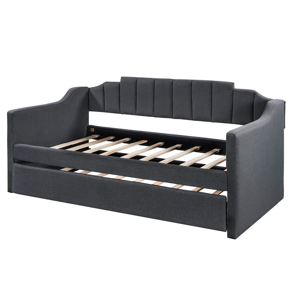 Upholstered Twin Daybed with Trundle Black