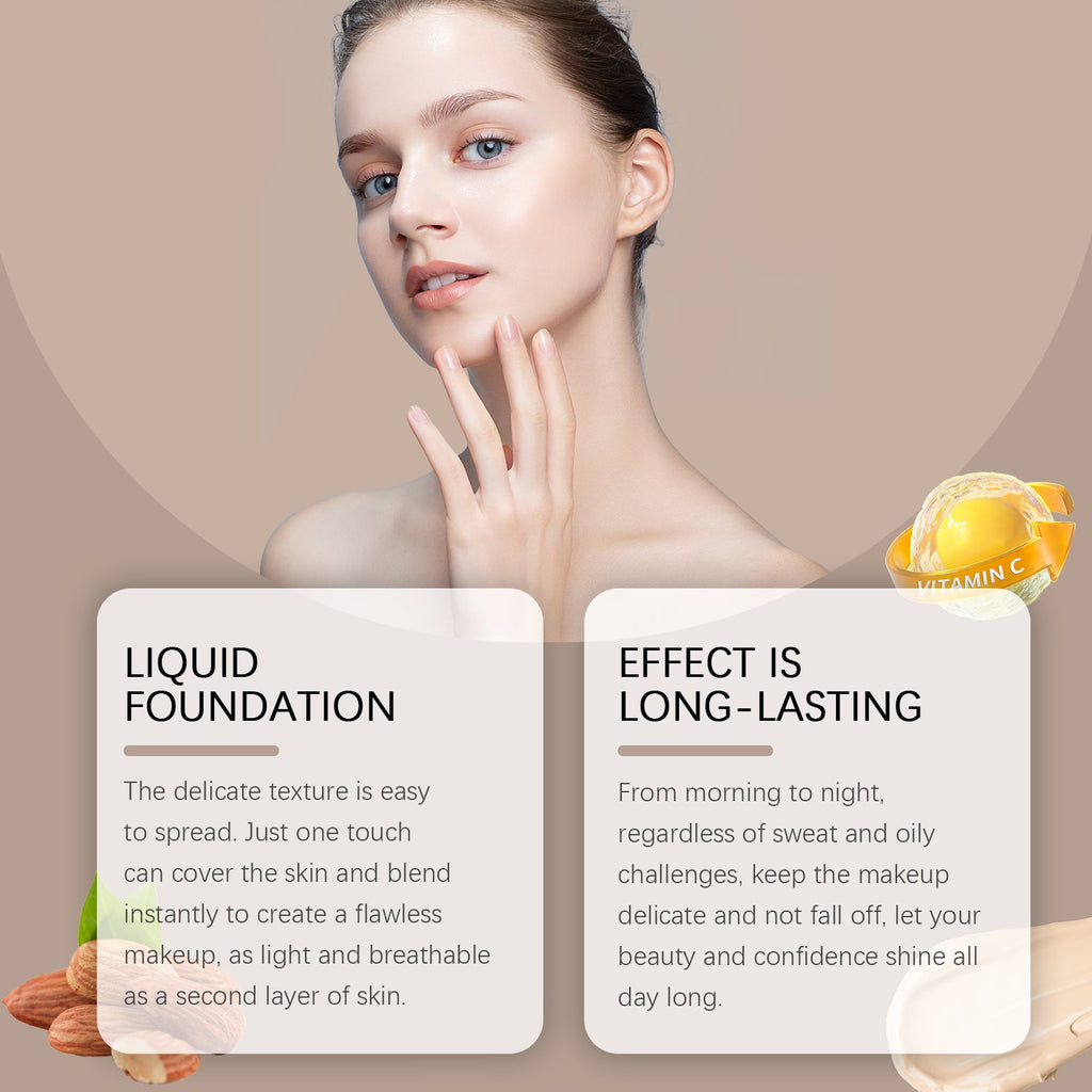 Moisturizing Liquid Foundation, Long-Lasting Moisturizing Refreshing Moisturizing Light Moisture Liquid Foundation