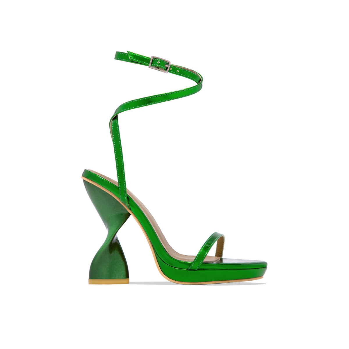 11cm Gold Green Purple Thick High Heel plus Size 2cm Front Platform Sandals plus Size Women Walking Shoes Heels