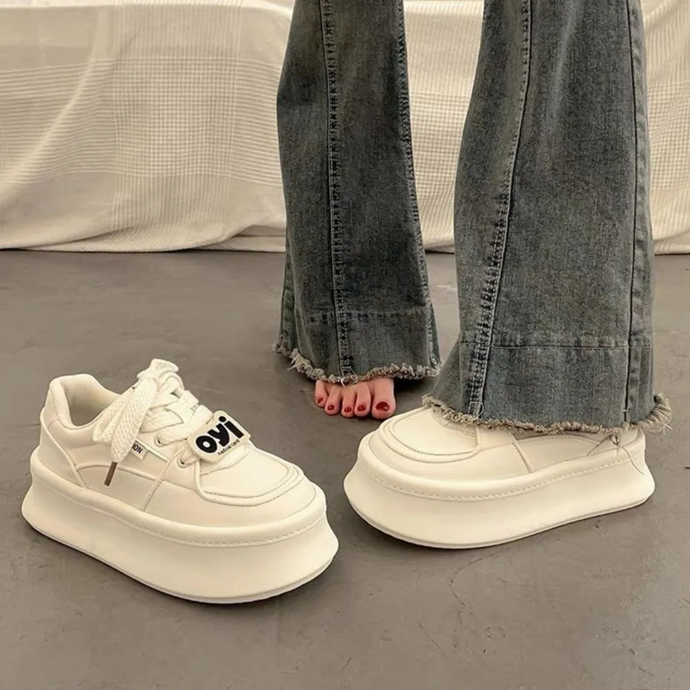 Lace Up Round Toe Platform Sneakers