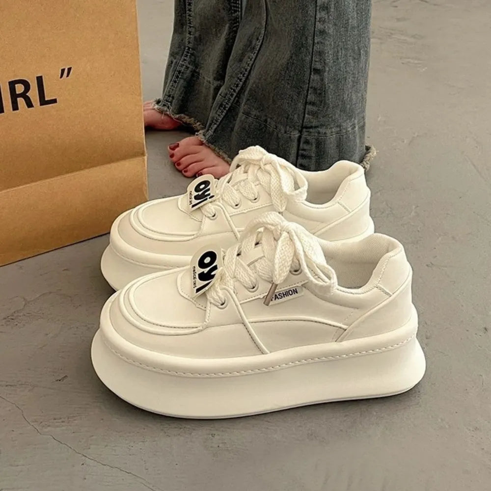 Lace Up Round Toe Platform Sneakers