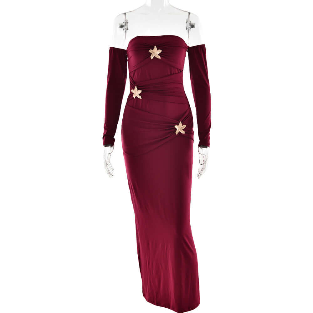 Pleated Long Sleeved Women Dress Fashionable Sexy Sheath Slim Fit Dress - Alyas Rasooli