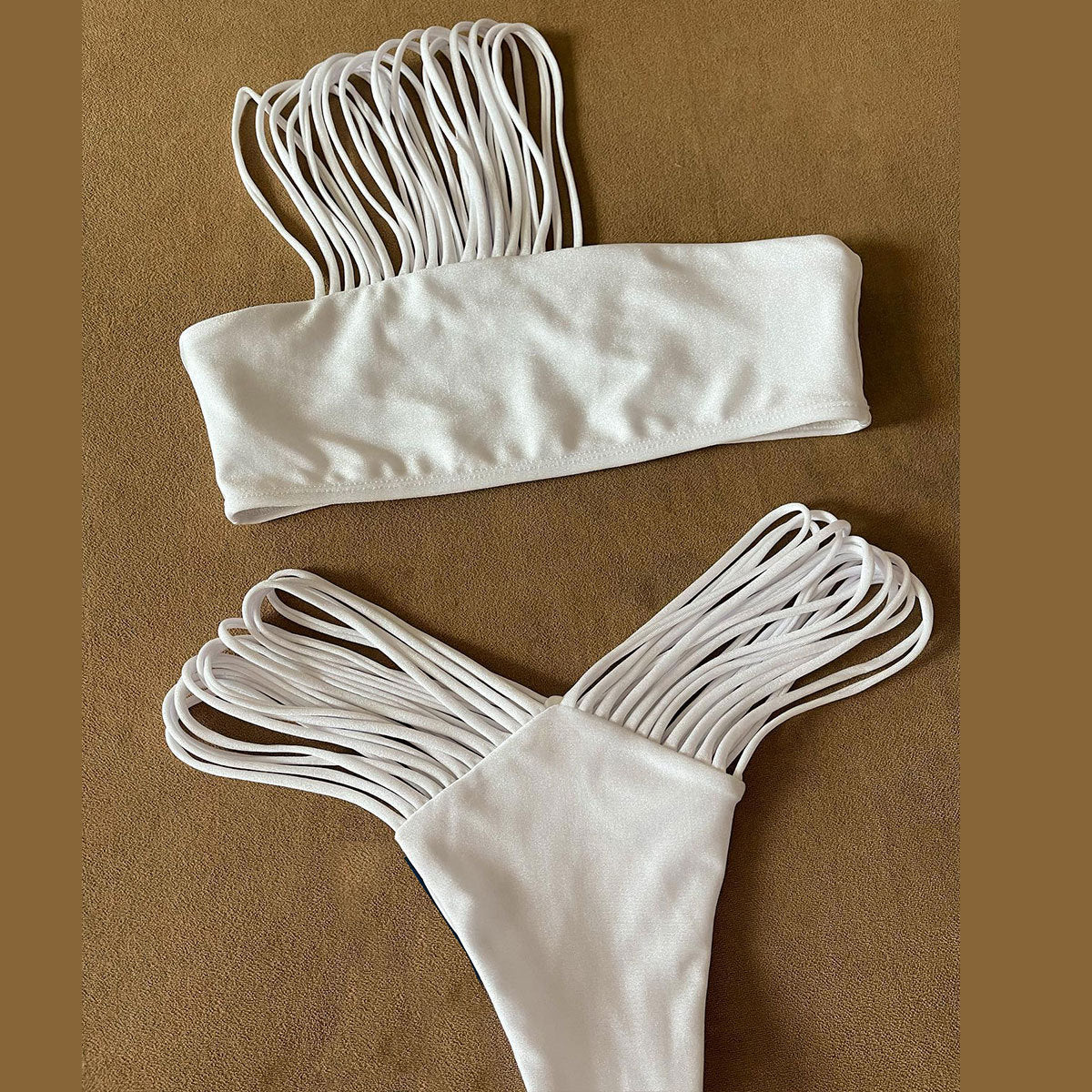 Women One Shoulder Tube Top Solid Color Split Swimsuit Sexy Bikini Bikini - Alyas Rasooli